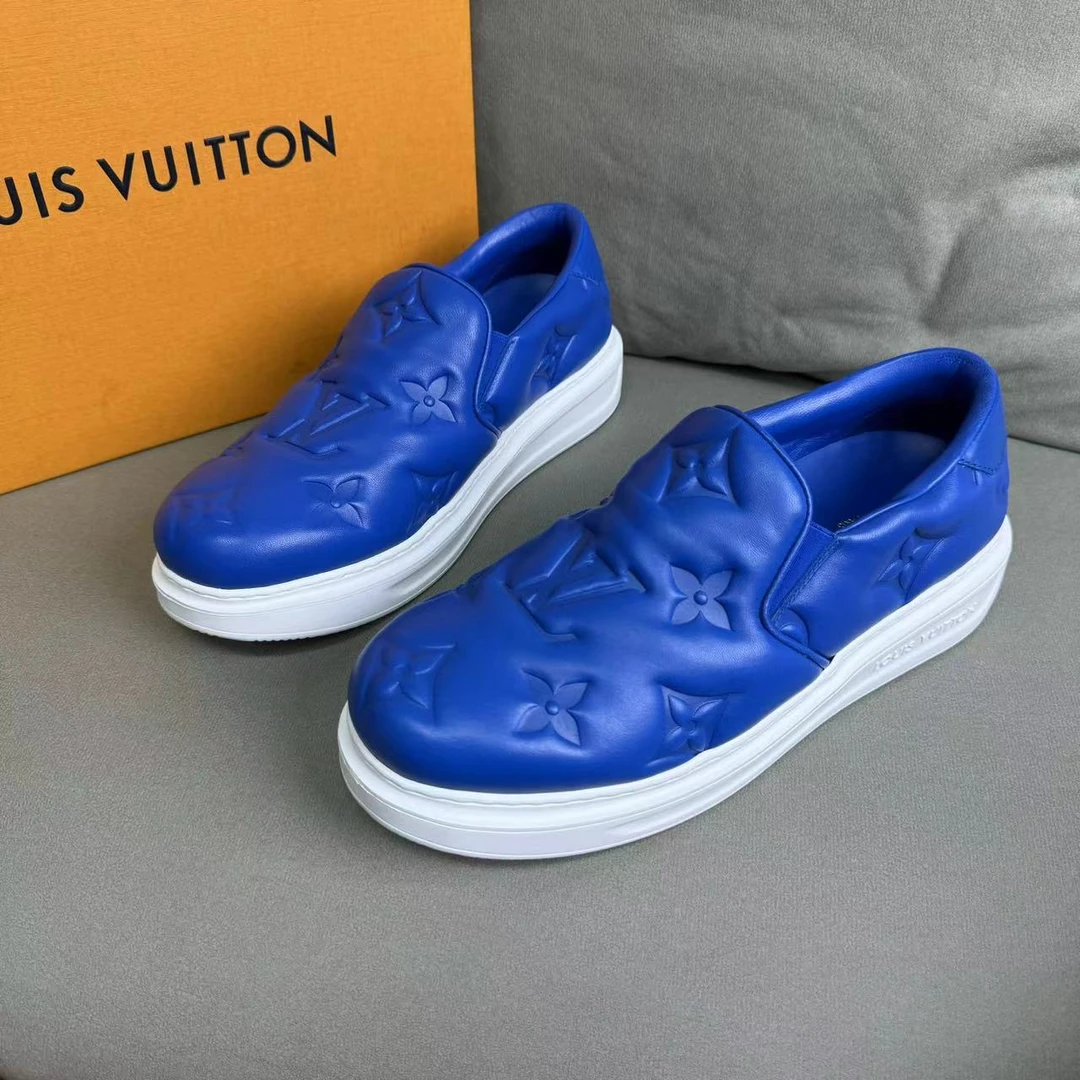 LouisVuitton/路易威登蓝色浮雕时尚百搭松糕休闲一脚蹬41码/全新