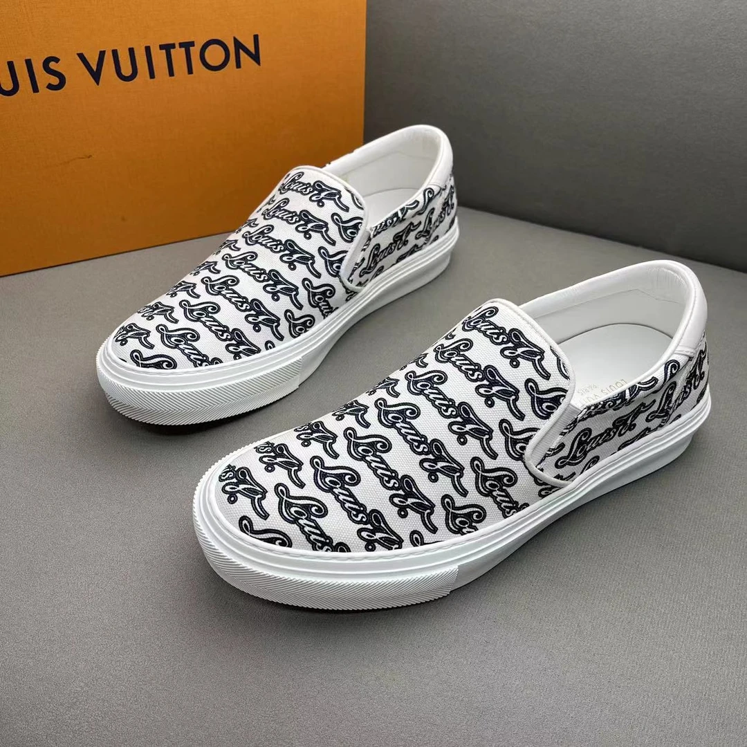 全新未使用 LouisVuitton/路易威登 黑白刺绣logo一脚蹬 40.5码