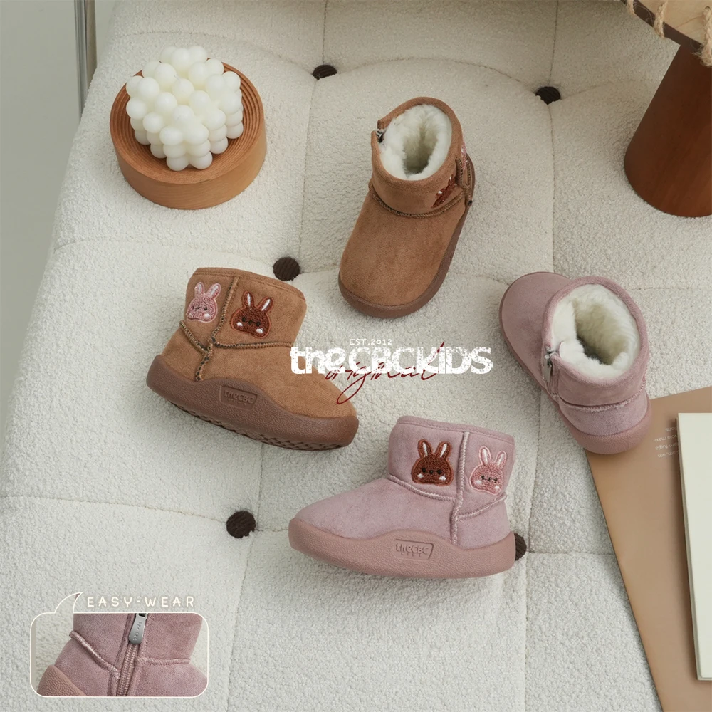 新款复古软底防滑幼童学步儿童雪地靴冬男女童侧拉链加厚  249073