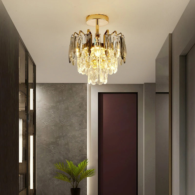 轻奢水晶吸顶灯入户过道玄关阳台灯衣帽间后现代简约走廊房间灯具