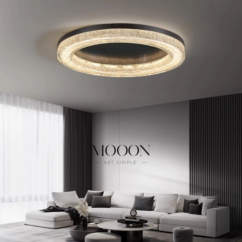 意式轻奢全铜客厅吸顶灯现代大气圆形树脂极简书房主卧室大厅灯具