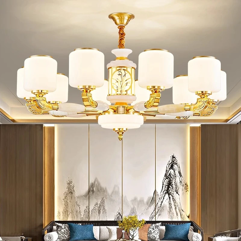 最新款全铜新中式吊灯客厅主灯中国风高端大气别墅复式楼大厅灯具