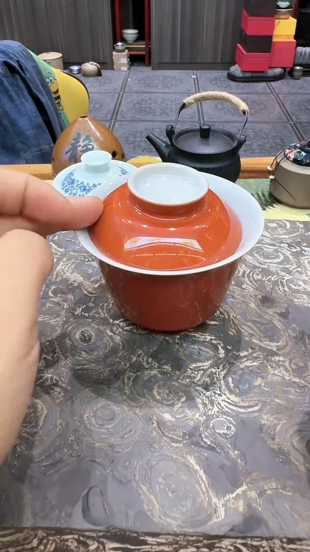 【闪购商品】橙色两才盖碗。、、、、