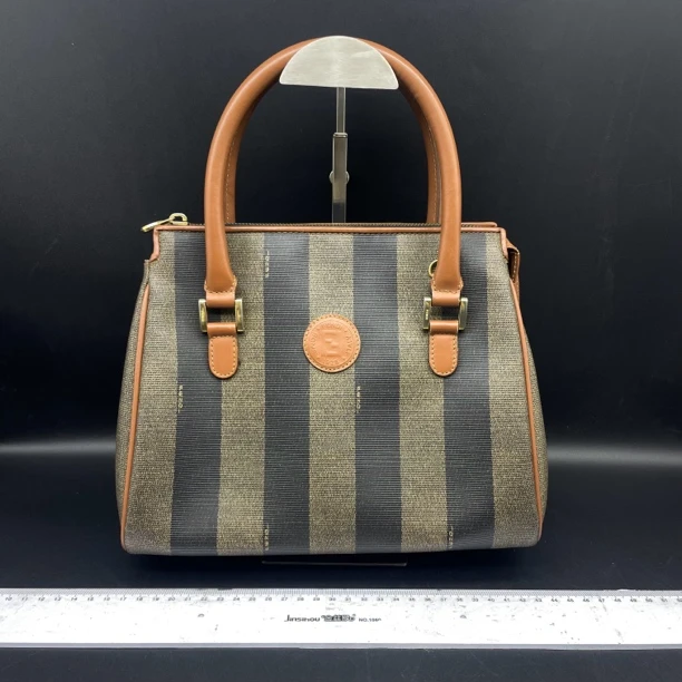 95新 FENDI/芬迪 小蕊 芬迪条纹手提包/12598