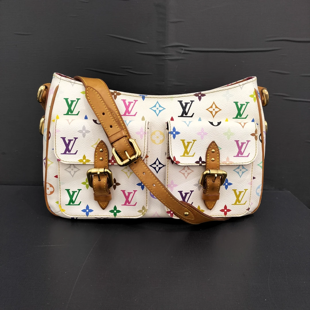 95新 LouisVuitton/路易威登 白三彩剑桥包/货号11842