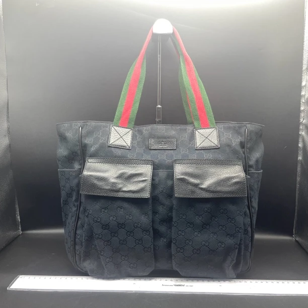 90新 GUCCI/古驰 红绿织带单肩包/货号12899