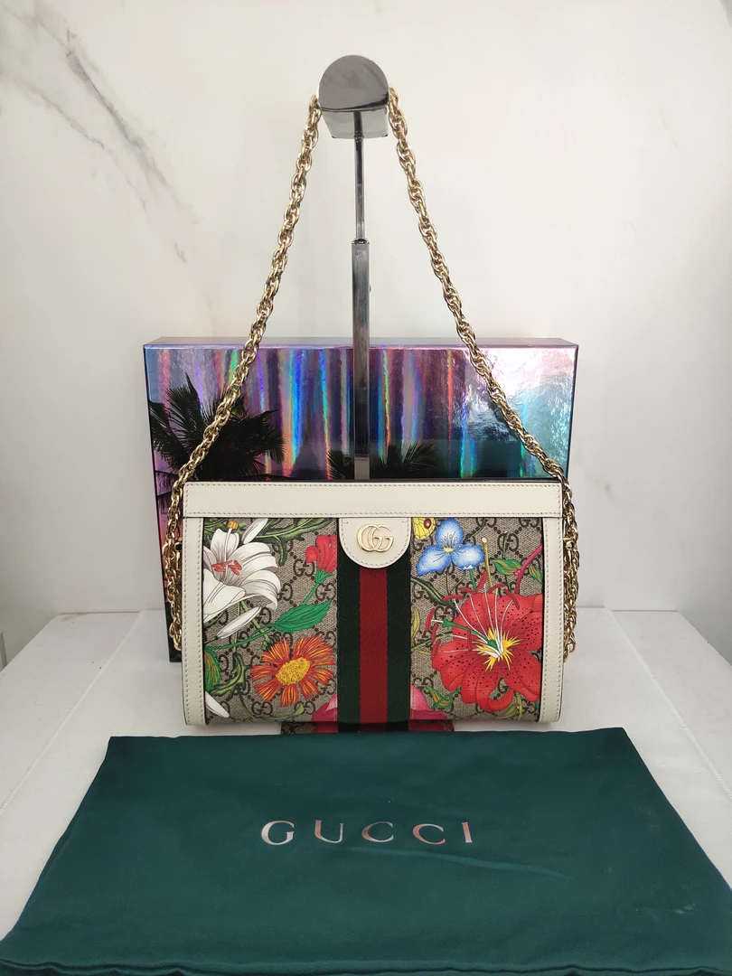 99新 GUCCI/古驰 GUCCI/古驰 花卉老花单肩斜挎包/货号9458