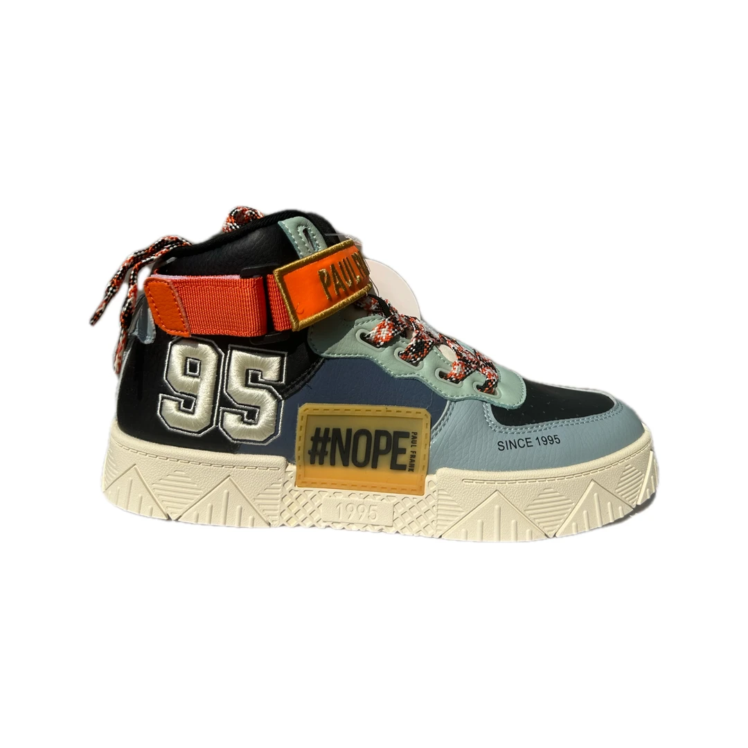 paul frank/大嘴猴男女鞋高帮拼色刺绣百搭时尚潮鞋26211180037