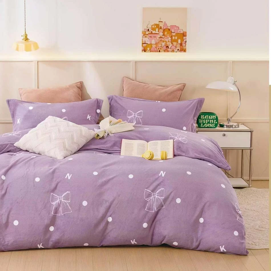 帛纳家纺保暖牛奶绒（幸运结-紫）包邮