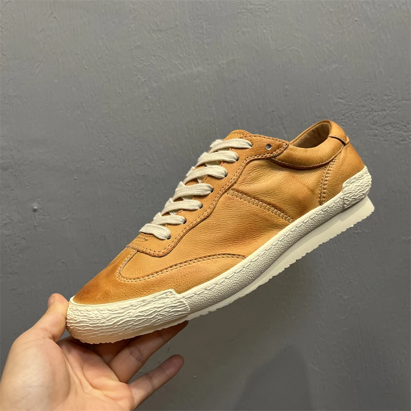 复古休闲鞋2024新款板鞋广州真皮男鞋透气低帮鞋子舒适软底软面