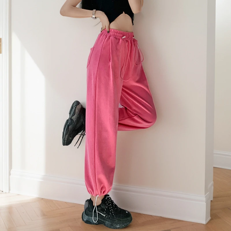 2025春季新品运动裤女束脚休闲宽松显瘦阔腿裤辣妹卫裤百搭哈伦裤