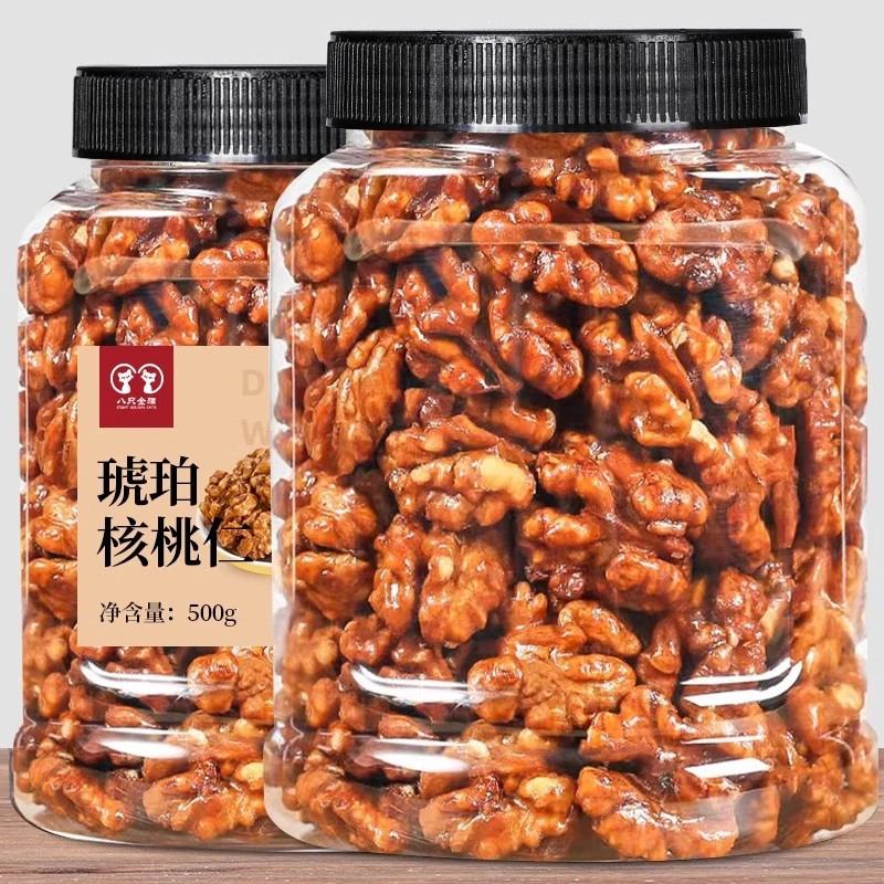 新货琥珀核桃仁500g罐装大颗粒去薄皮坚果零食现炒特产杭州批发