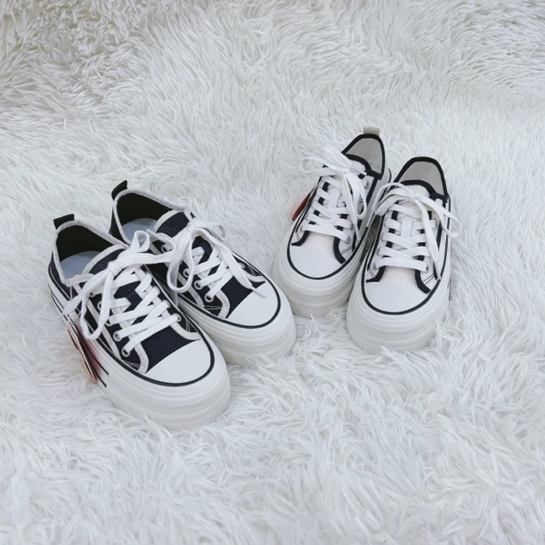 网鞋女透气网面厚底帆布鞋夏季小个子增高休闲小白鞋黑白拼色百搭