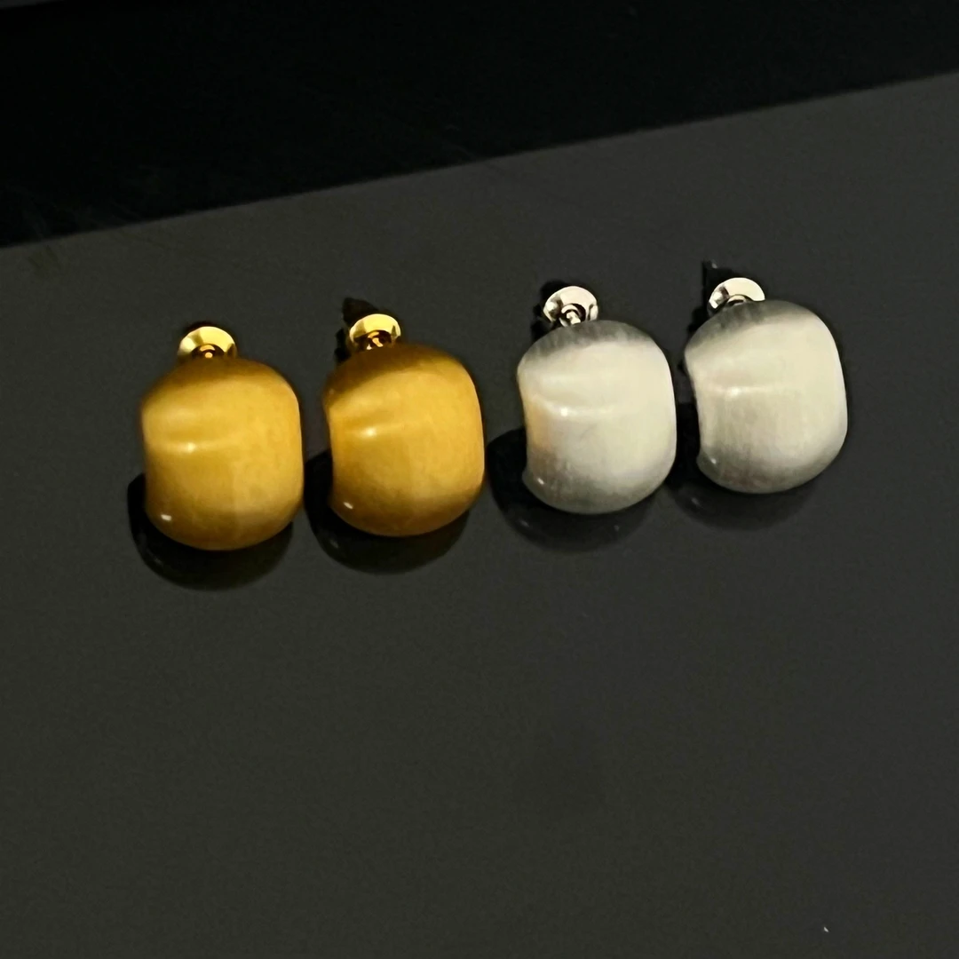 铜合金耳饰 925银针法式气质拉丝复古耳钉女高级感百搭简约耳环