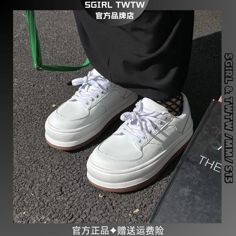 S-GIRL时尚百搭小白鞋女2024夏季新款厚底舒适小众休闲潮流板鞋