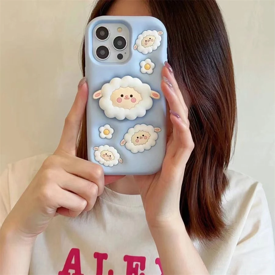 ins夏日雏菊支架苹果14promax绵羊手机壳iPhone13新款全包11/12软