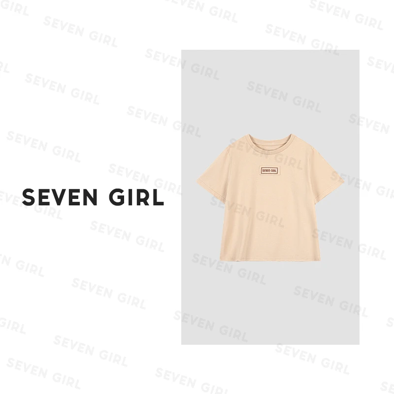 【SEVEN GIRL】“舒芙蕾短袖”2024秋时尚运动简约百搭上衣Q024113