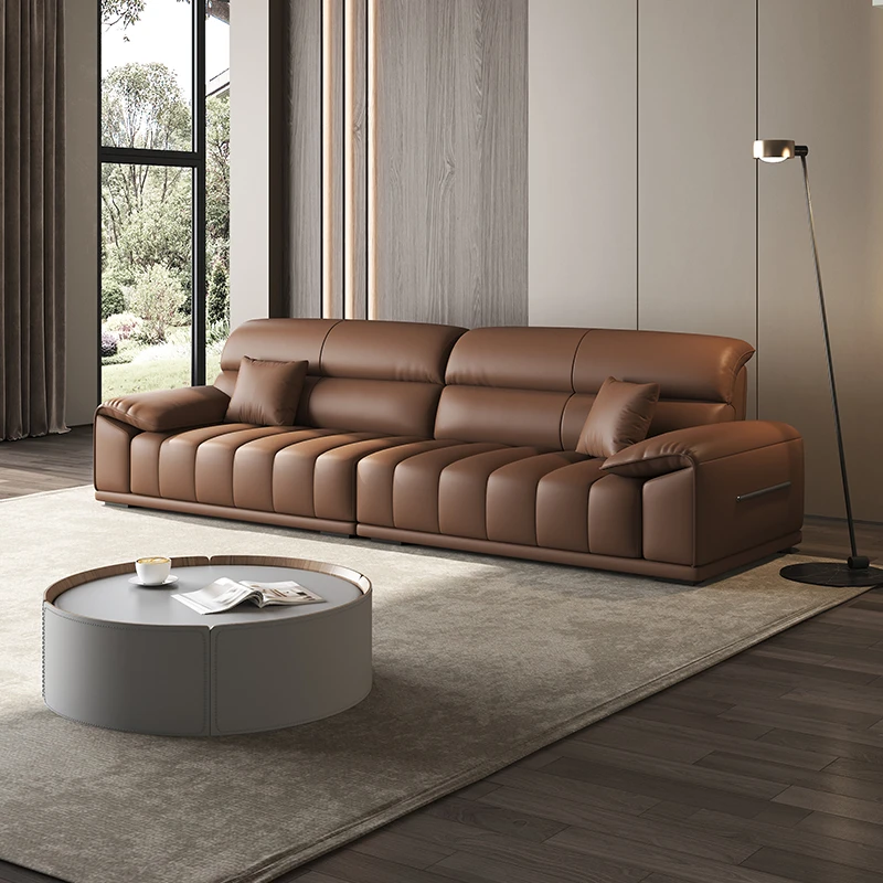 轻奢真皮矮脚沙发客厅现代设计师风别墅大小户型横厅大平层家用