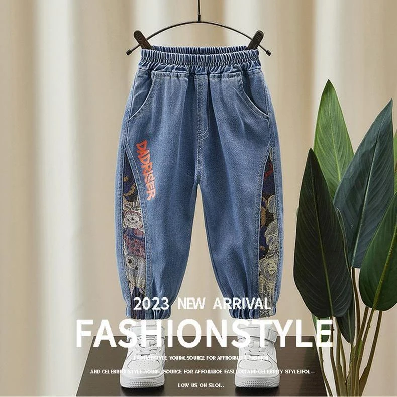 男童牛仔裤春秋装2025新款痞帅宽松儿童春季长裤男宝宝国潮风裤子