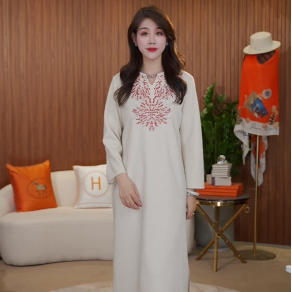 【七景超级太太】2024秋季新款时尚棉羊毛女装连衣裙SL24197