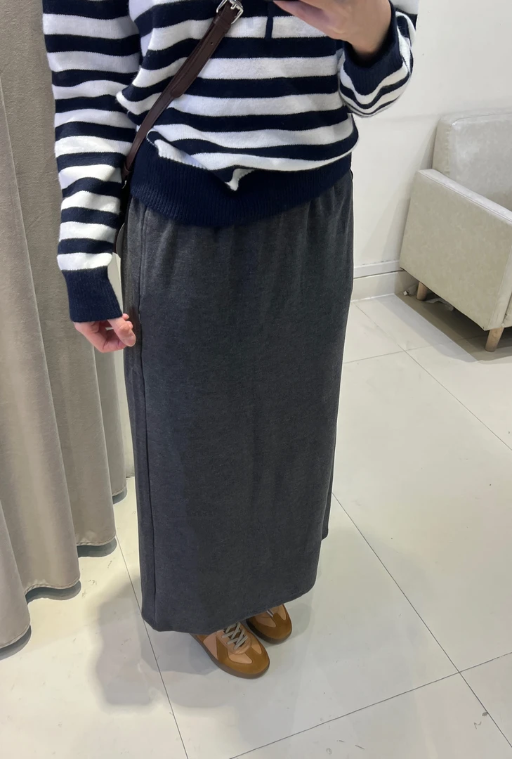 德绒毛呢半身裙高腰显瘦开叉中长款（8 8280）