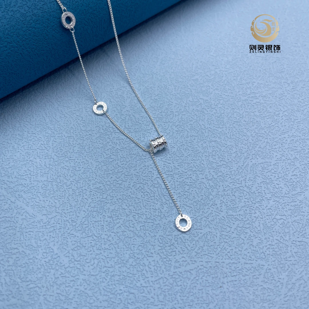 坠链均足银 【小蛮腰套链】纯银990 时尚高级锁骨链 设计感吊坠