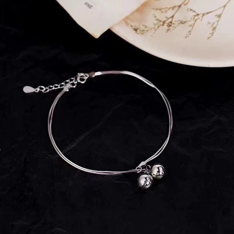 足银手链 【足银铃铛蛇骨手链】990简约复古百搭小众韩版闺蜜礼物
