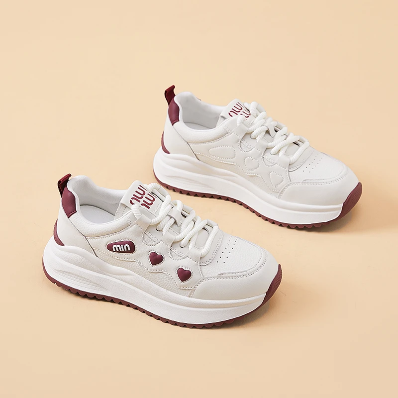 厚底增高百搭小白鞋女2025春季新款轻便舒适运动鞋时尚休闲老爹鞋