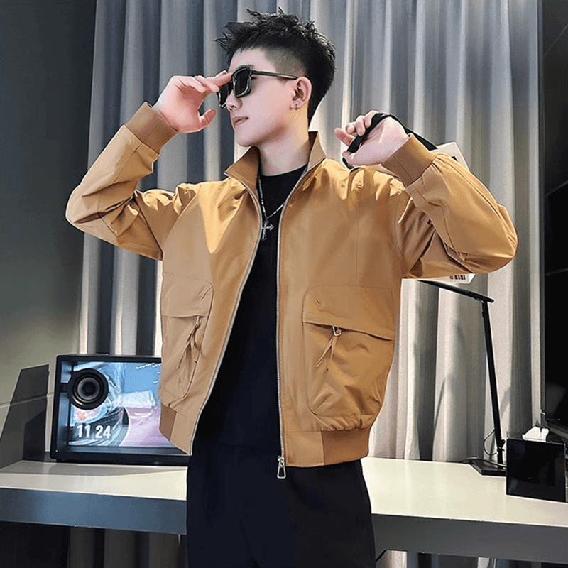 悍纪 今年流行立领夹克男士春秋款2024新款爆款潮牌修身外套男装上衣服