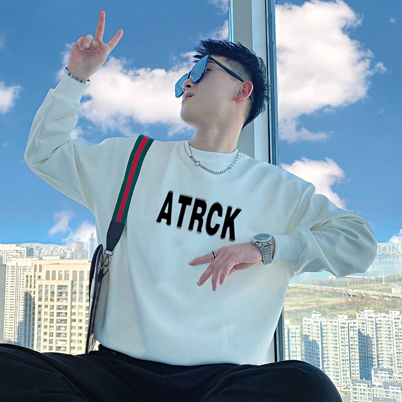 高档卫衣男士春秋款2024新款爆款长袖t恤衫冬装加绒加厚外套上衣