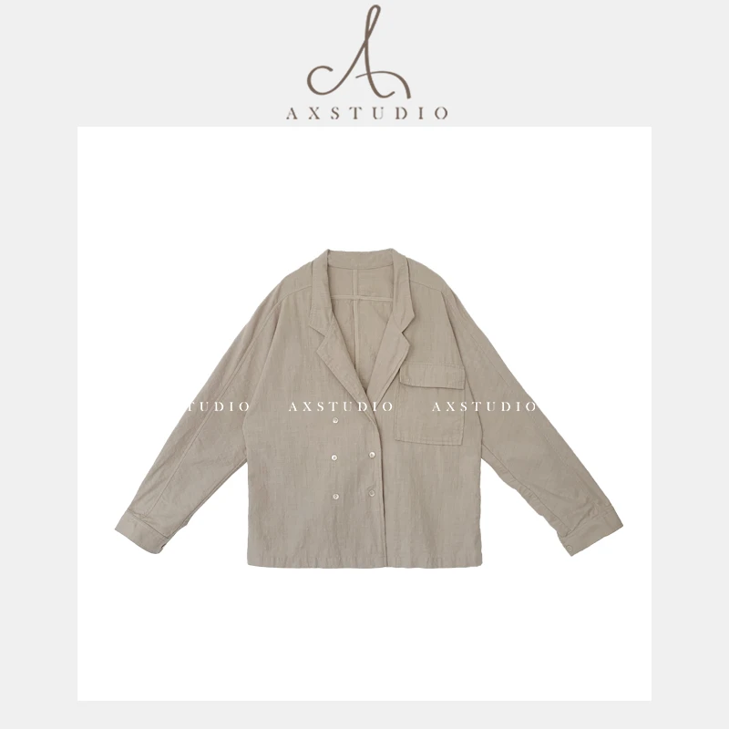 【NO退还 年末大促微瑕】阿昕亮晶晶 艺术学者 亚麻外套AX240259A