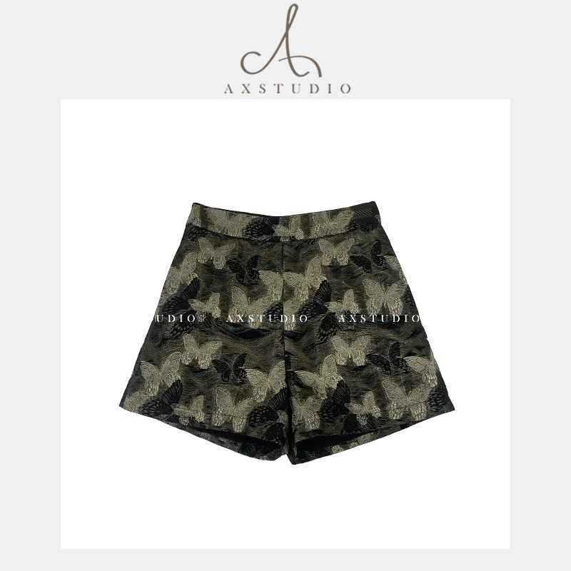 【NO退还 年末大促微瑕】阿昕亮晶晶 金丝蝶 新中式短裤AX240241B