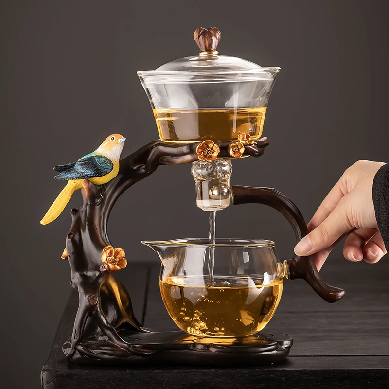 仕女自动茶具玻璃泡茶器新款茶具套装家用轻奢高档磁吸泡茶器茶壶