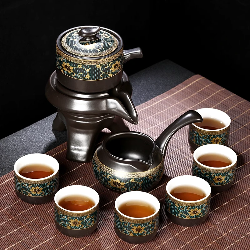 懒人茶具套装家用喝茶防烫泡茶壶陶瓷功夫茶杯石磨半自动冲茶神器