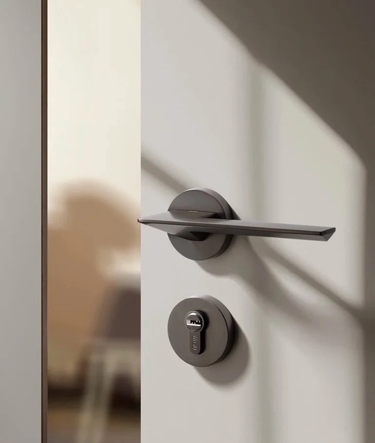 星空灰静音门锁 卧室木门锁具 分体门锁