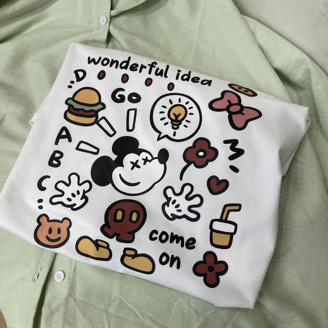 白色｜大码女装圆领宽松字母T恤