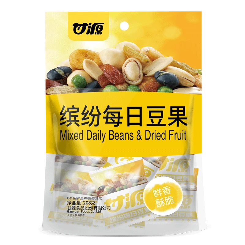 甘源即食每日豆果208g坚果炒货休闲零食小吃解馋办公室零食小包装