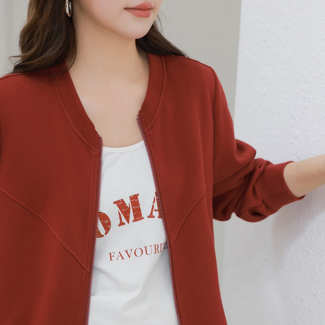 【抽绳设计棒球外套】MsShe大码女春工时尚珠地棉J~M2408057