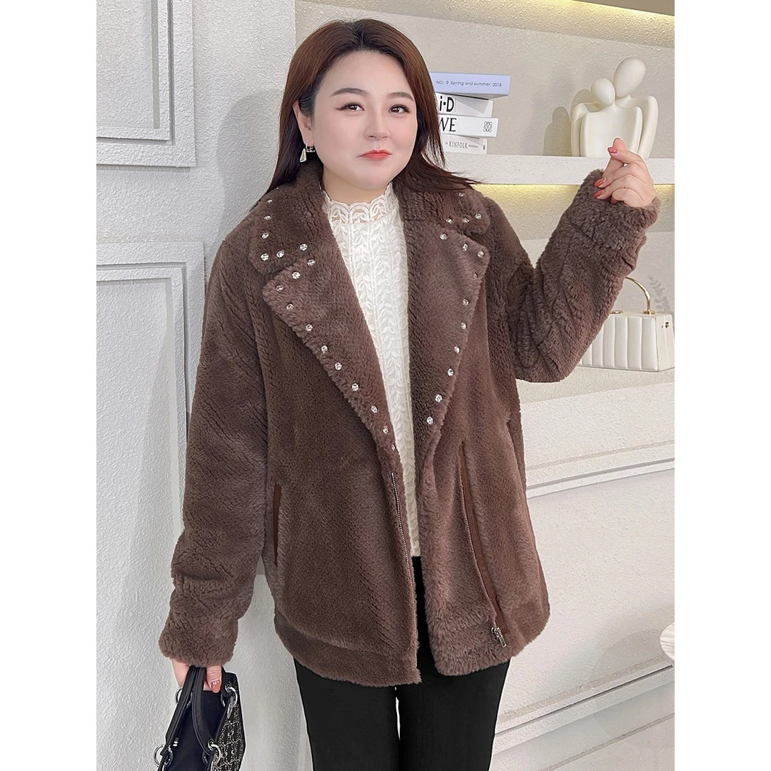 【现货！加厚加绒】MsShe大码女装冬装百搭短款水波纹外套J~M2212027