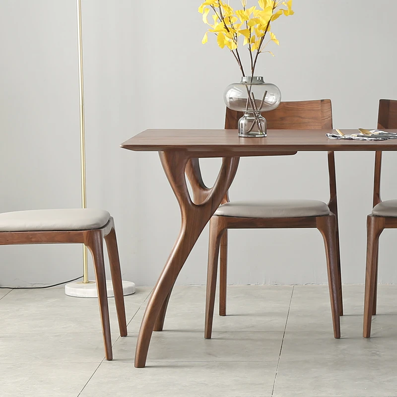 大山家具北美黑胡桃木实木餐桌6人8人饭桌