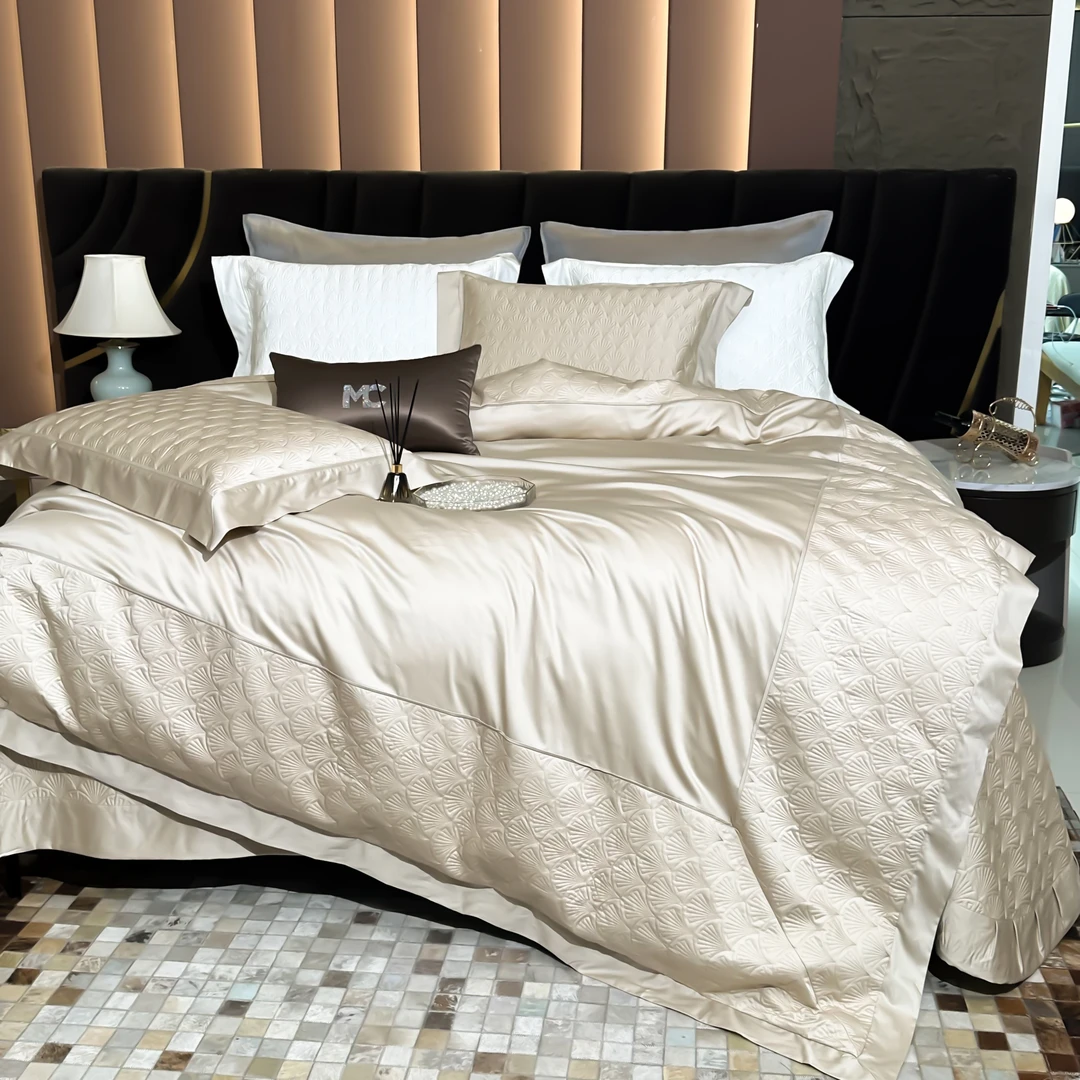 明超 轻奢进口高端埃及棉立体浮雕丝滑四季恒温全棉纯棉四件套