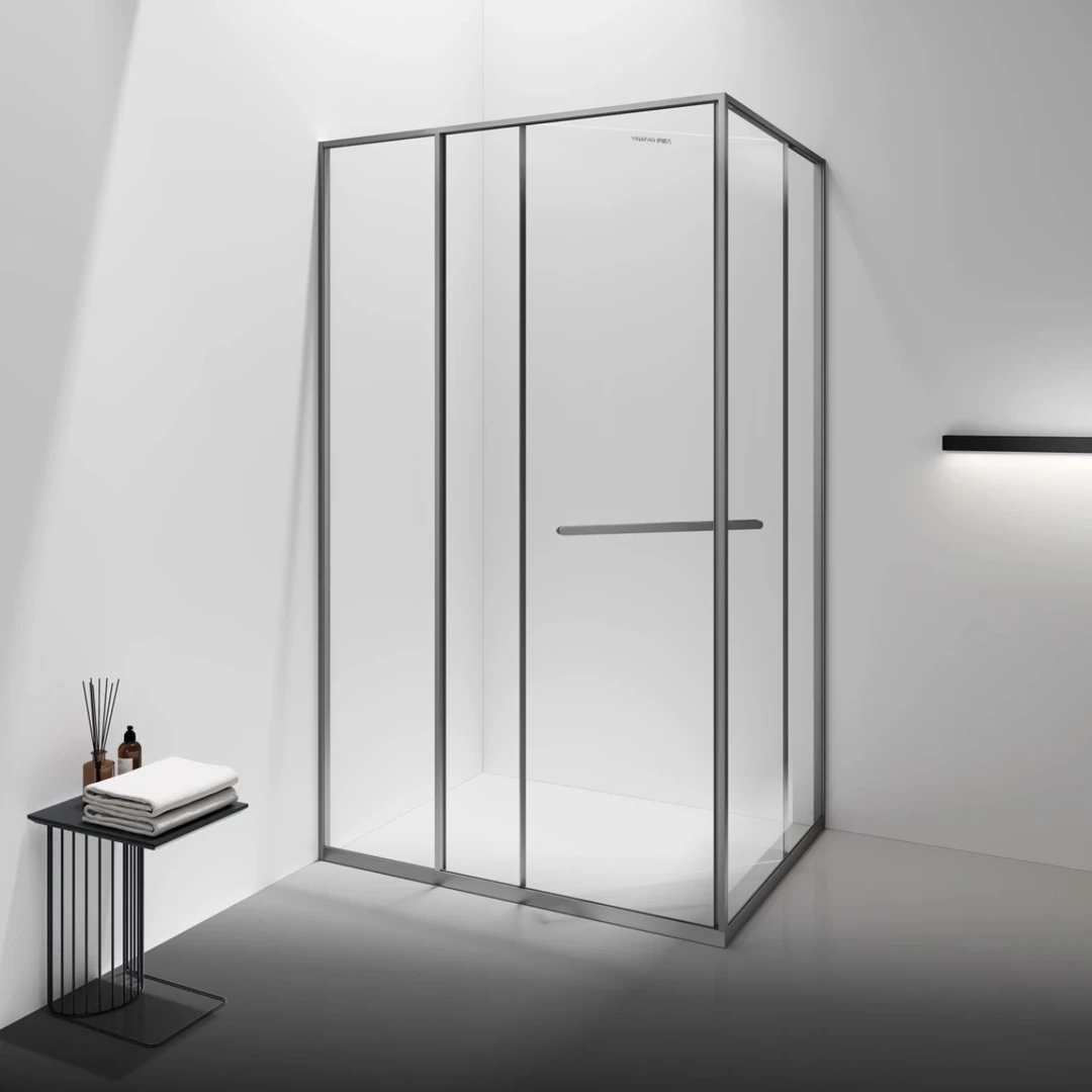 方形侧移淋浴房家用洗澡干湿分离钢化玻璃推拉门