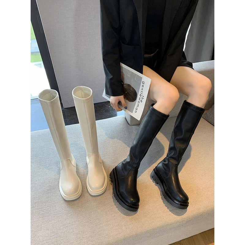 【麦麦Shoe Studio】【5cm】高筒靴女2022年新款弹力瘦瘦靴长靴子