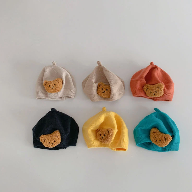 儿童帽子韩系贝雷帽秋季男女宝宝韩风糖果色毛线帽百搭洋气画家帽