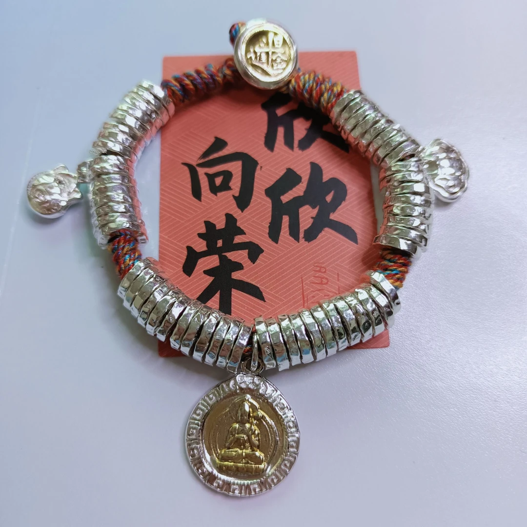 足银手链 八号盘缠日进斗金排扣守护编织纯手工百搭足银盘缠手链