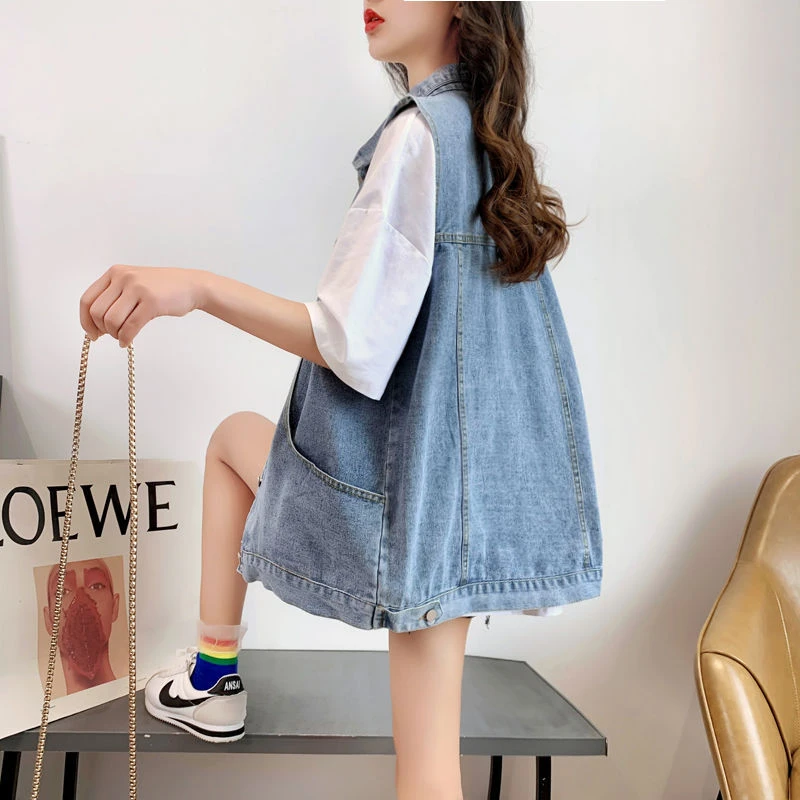 牛仔时尚马甲女款爆款外穿新款网红款女学生复古宽松无袖背心外套