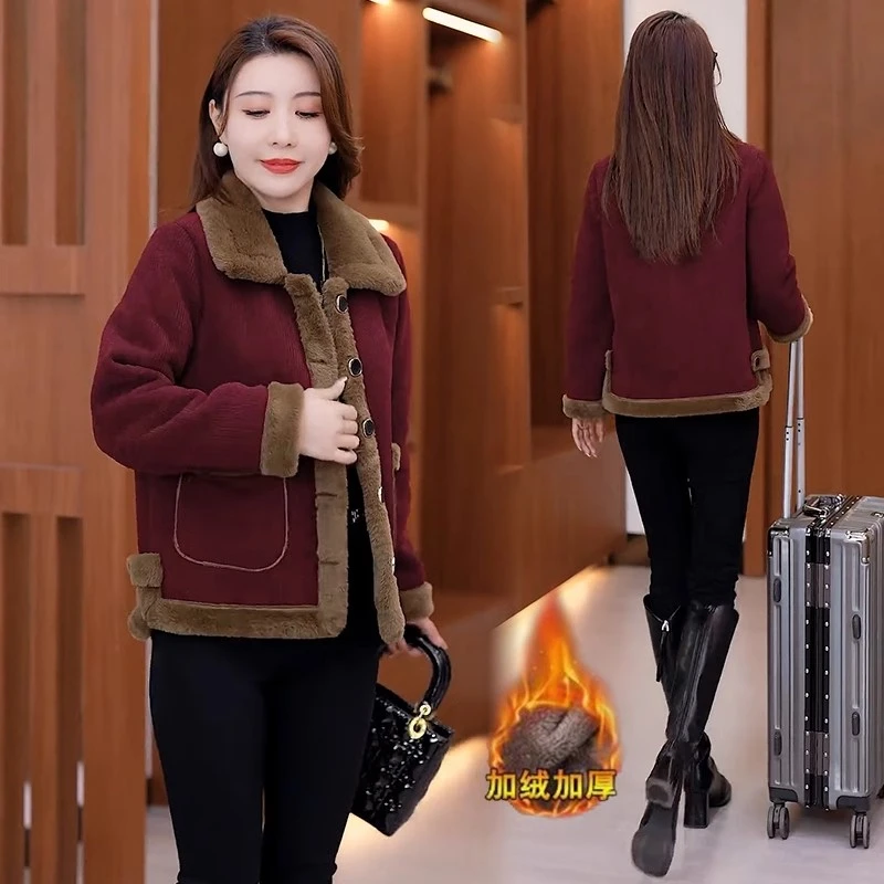 加绒加厚气质外套女洋气冬季新款洋气显瘦保暖时尚短款女士大衣潮