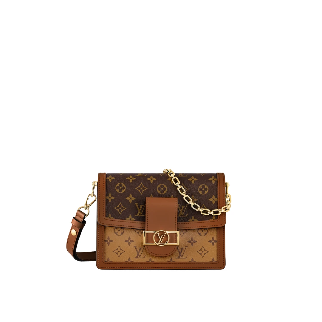 99新 LouisVuitton/路易威登 由由 LV 老花拼色达芙妮中号肩包