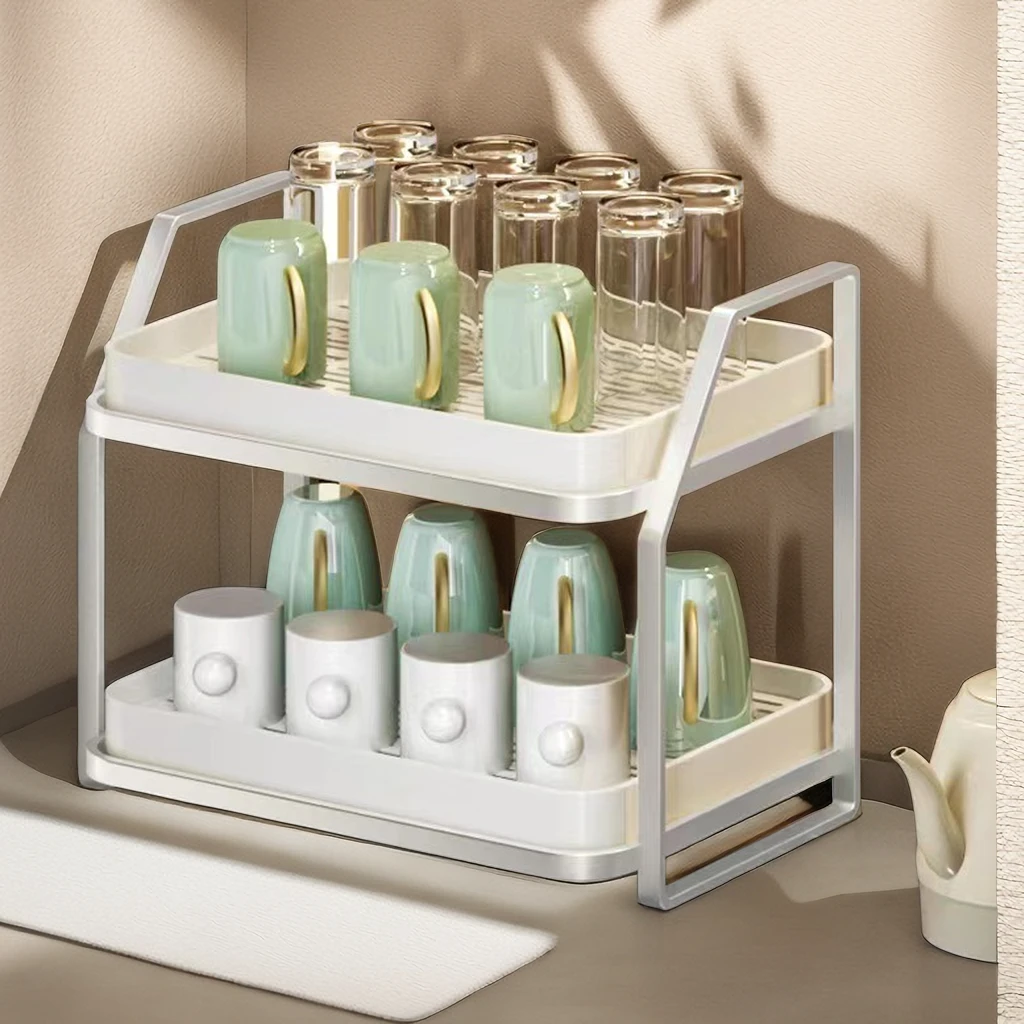 【小扬哥优选】杯子收纳置物架双层茶杯架茶具收纳架沥水托盘家用