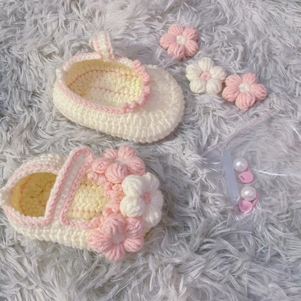 DIY钩针编织成品宝宝鞋下单纯手工制作含百度网盘教程新手定制